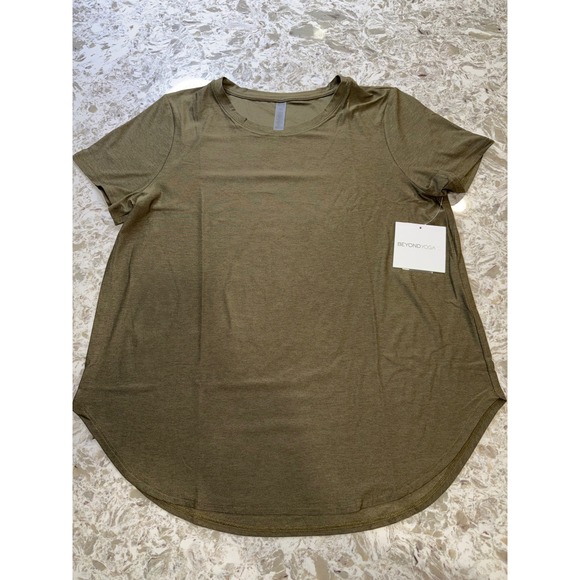 Beyond Yoga Tops - Beyond Yoga Womens Featherweight Balanced Tee Olive Heather 007AW L